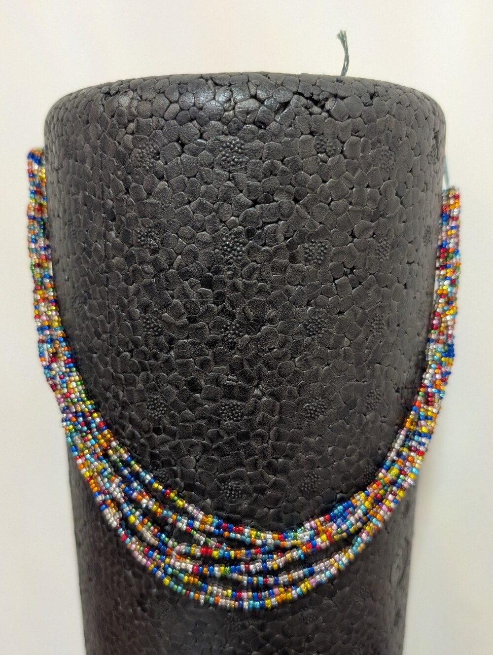 Multi-Strand Rainbow Seed Bead Statement Necklace